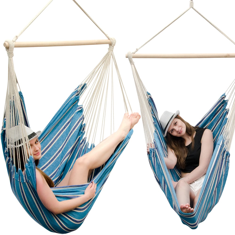 XXL H&auml;ngesessel 185x130cm H&auml;ngestuhl 2 Personen H&auml;ngesitz bis 150kg Baumwolle H&auml;ngematte 360&deg; Swifel - Bild 1
