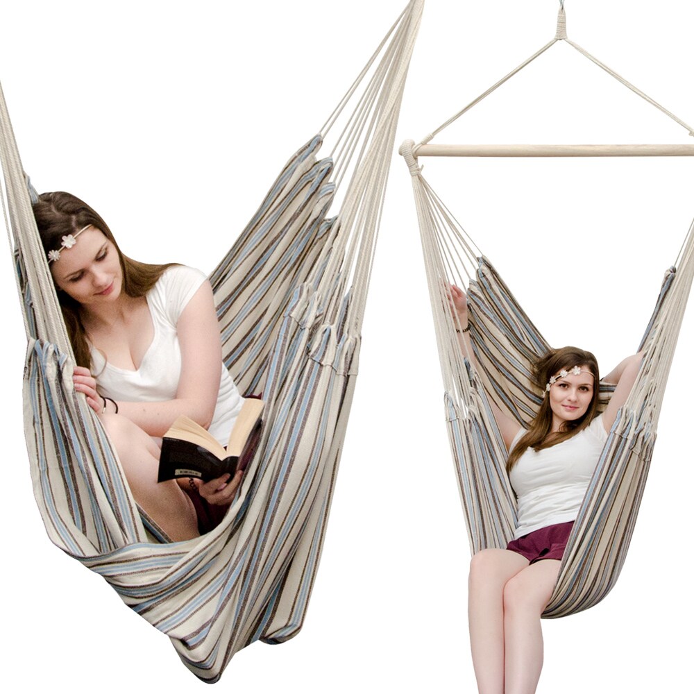 XXL H&auml;ngesessel 185x130cm H&auml;ngestuhl 2 Personen H&auml;ngesitz bis 150kg Baumwolle H&auml;ngematte 360&deg; Swifel - Bild 1