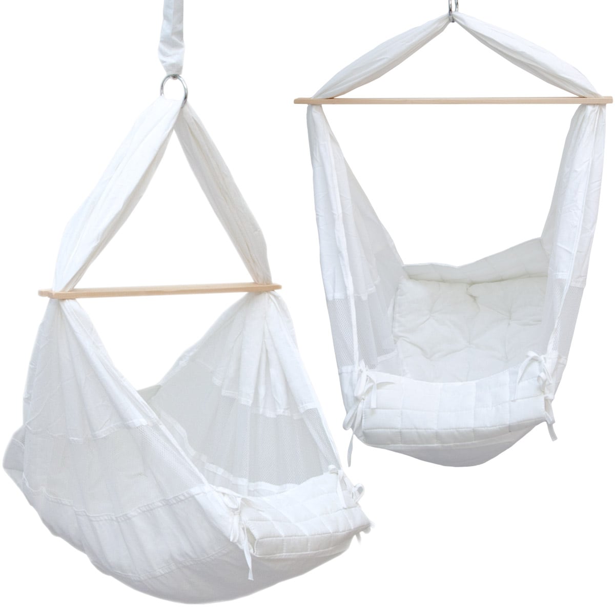 Babyh&auml;ngematte Baby-Feder-Wiege mit Spreizstab | 100% Baumwolle Naturstoff | Kinderh&auml;ngematte H&auml;ngew - Bild 1