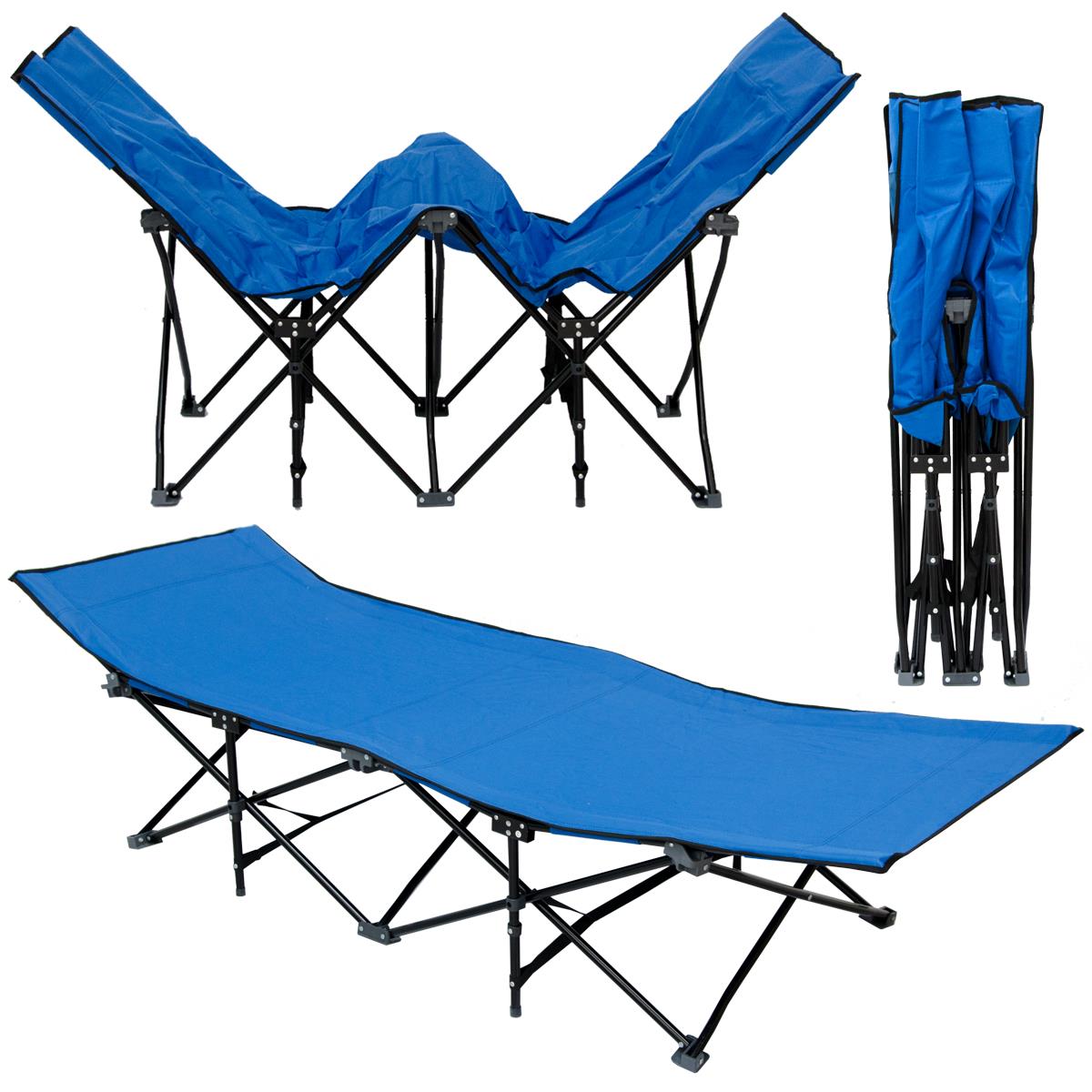 AMANKA Faltlbett Faltliege Feldbett Blau Camping-Metall-Klappiege ca. 190x70cm - Bild 1