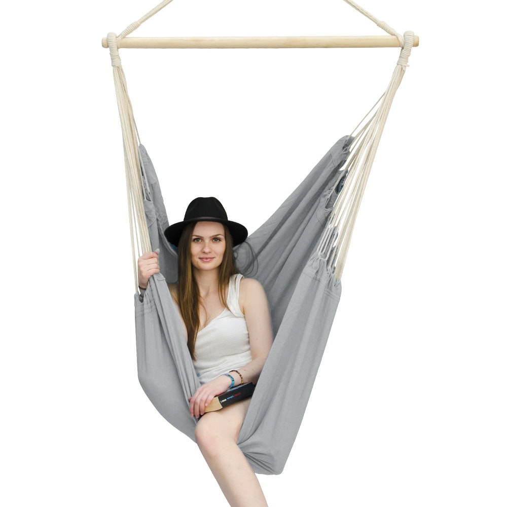 XXL H&auml;ngesessel 185x130cm H&auml;ngestuhl 2 Personen H&auml;ngesitz bis 150kg Baumwolle H&auml;ngematte 360&deg; Swifel - Bild 1