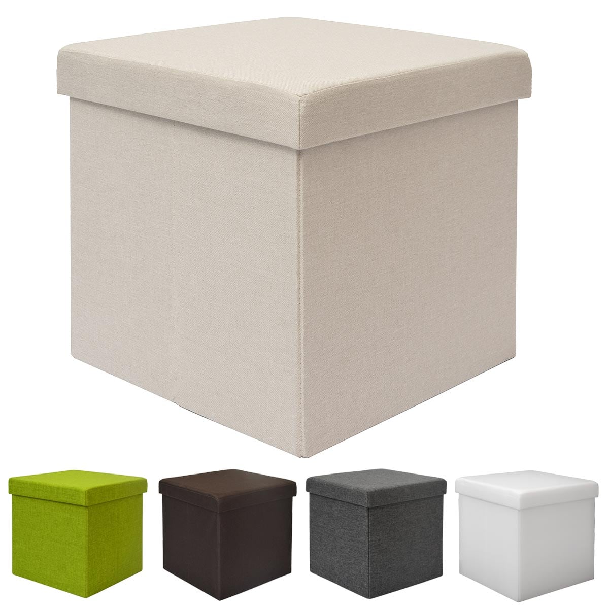 DuneDesign Faltbarer Sitzhocker 38cm Fu&szlig;hocker Polsterhocker mit ca 42L Stauraum Sitzw&uuml;rfel Sitzkast - Bild 1