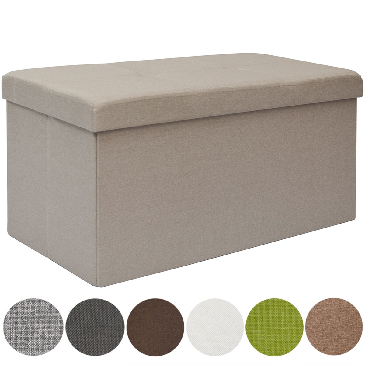 Faltbare Sitzbank 76x38x38 cm inkl. Trennwand Sitztruhe 80L Polsterbank Beige