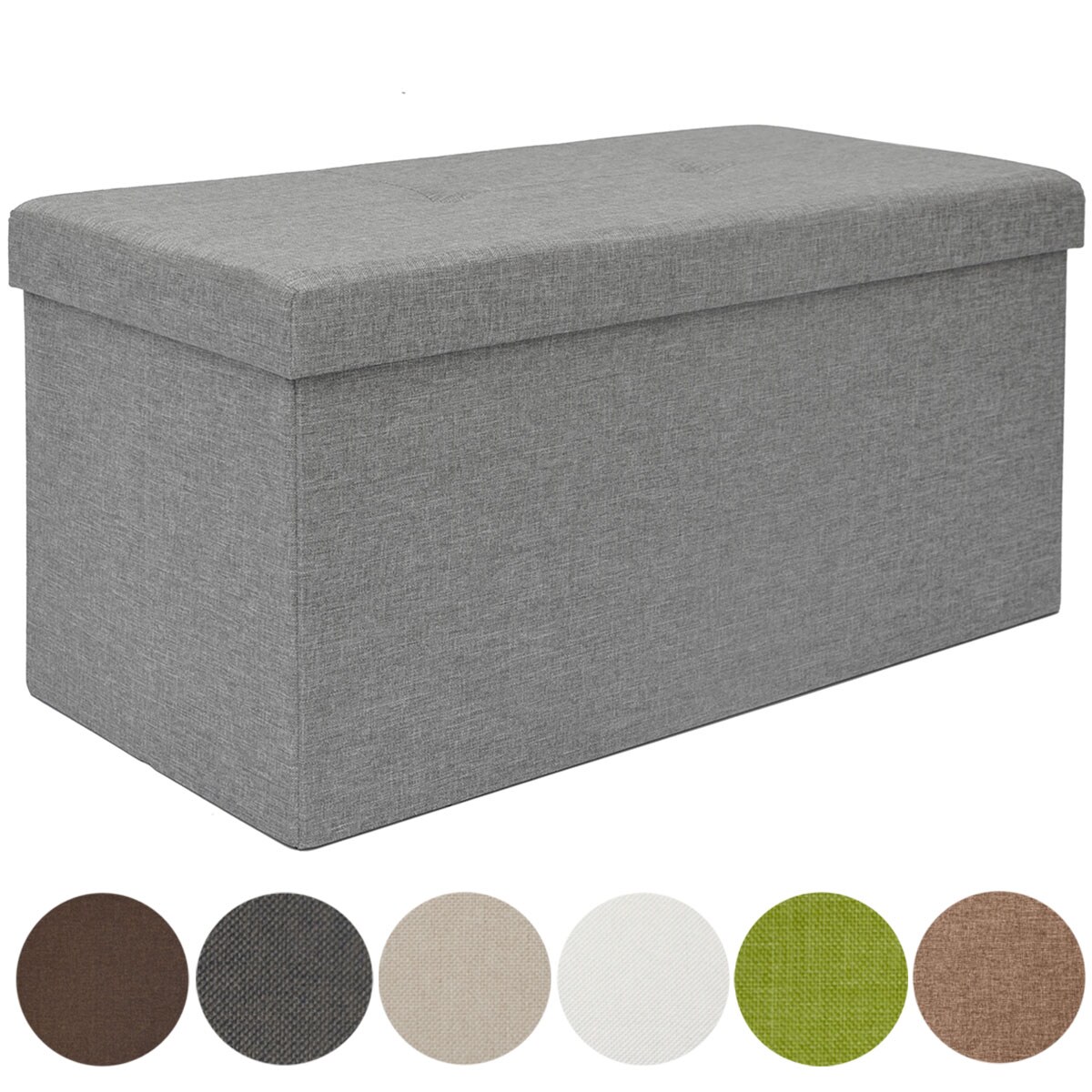 Faltbare Sitzbank 76x38x38 cm inkl. Trennwand Sitztruhe 80L Polsterbank Hellgrau - Bild 1