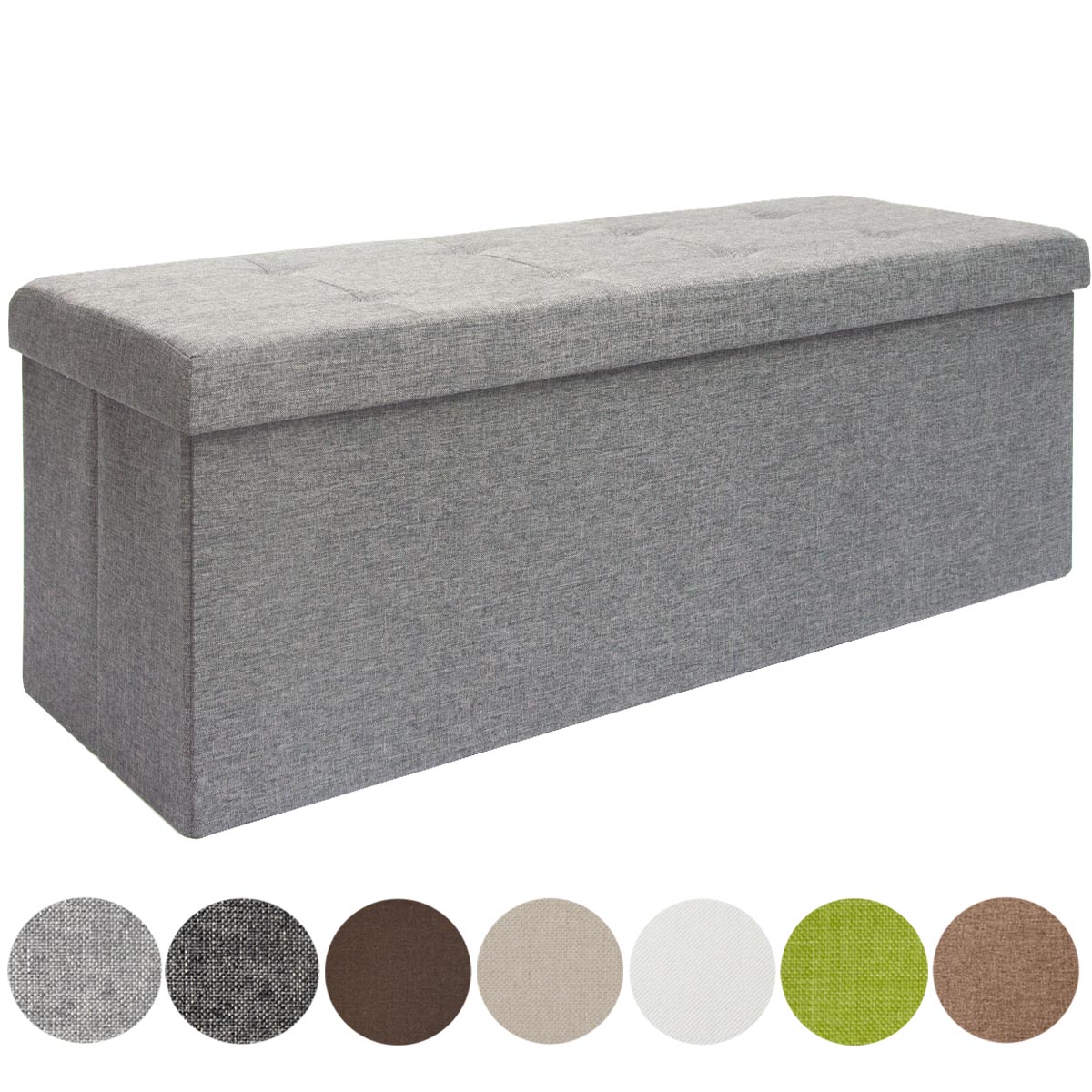 Faltbare Sitzbank 110x38x38cm Sitztruhe inkl. 2 Trennw&auml;nde 120L Polsterbank Grau - Bild 1