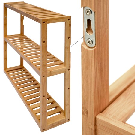 bei kaufen Badregal Hängeregal Küche - online - Bad Bambus Küchenregal Wandregal 60x54x15cm Netto Holz -