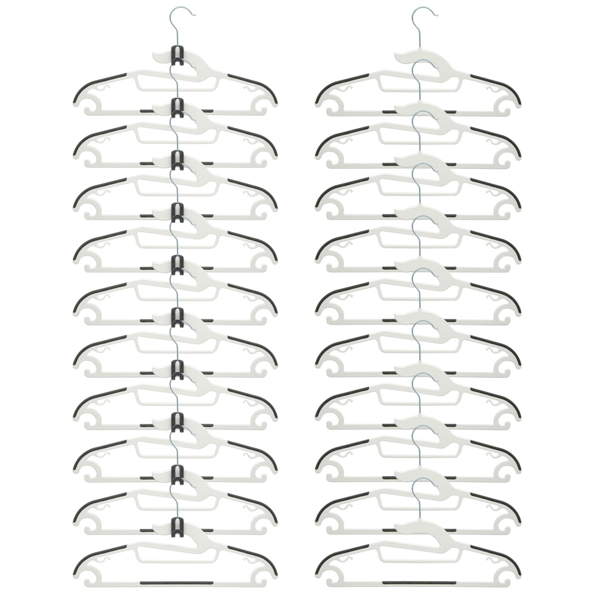 20 Anti Rutsch Kleiderb&uuml;gel 10 Haken-Organizer Gummierte Raumspar-B&uuml;gel Wei&szlig; - Bild 1