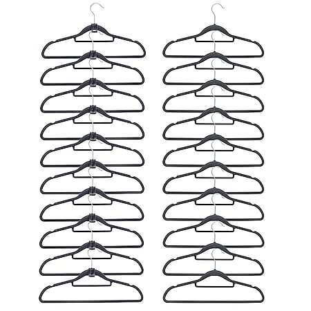 20 Samt Kleiderbügel 10 Haken-Organizer Antirutsch Hemden-Bügel Anzugbügel Grau - Bild 1