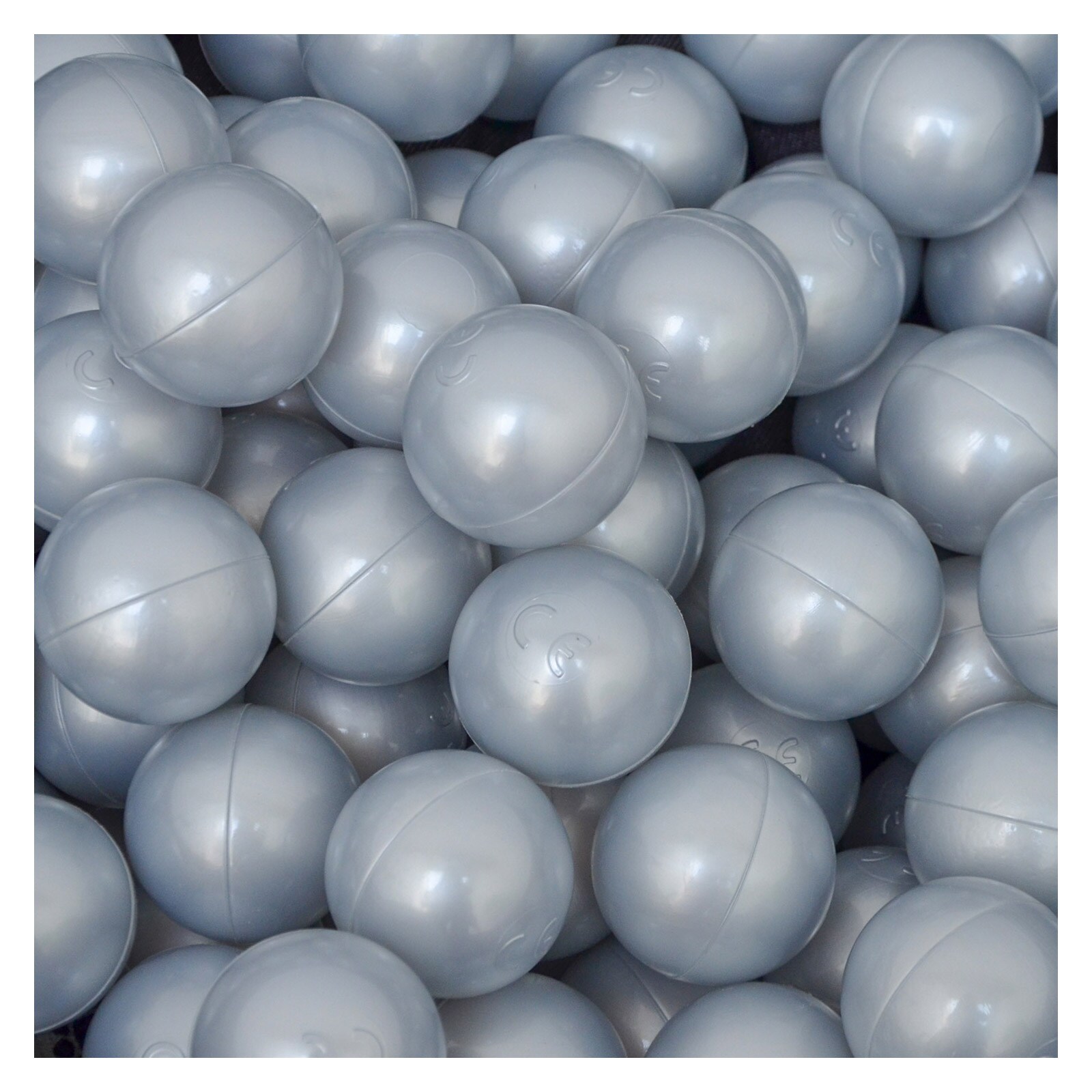 50 B&auml;lle f&uuml;r B&auml;llebad 5,5cm Babyb&auml;lle Plastikb&auml;lle Baby Spielb&auml;lle Silber Grau - Bild 1