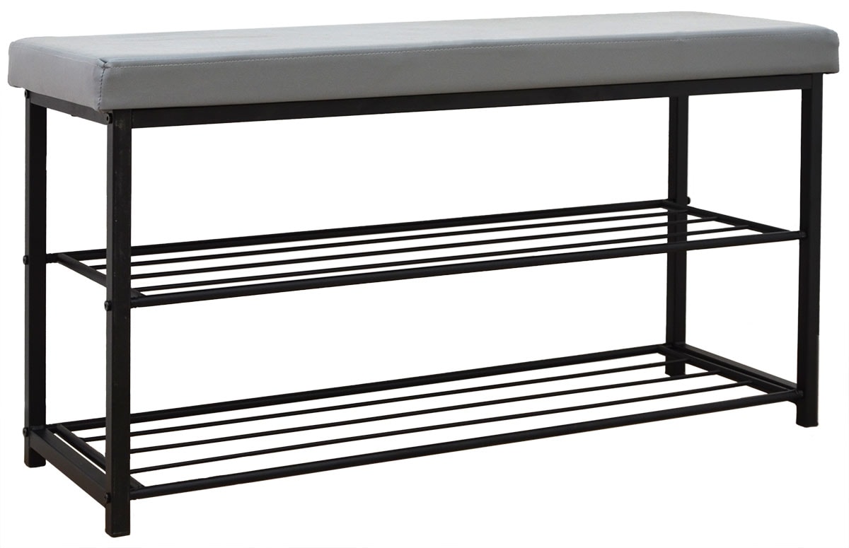 Schuhregal 96x32,5x51cm Schuhbank Offener Schuhschrank Schuh Regal Sitzbank Grau - Bild 1