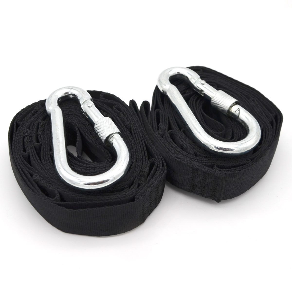 300kg H&auml;ngematten Befestigung 2 Gurte 280x2,5cm Baum Gurt Set Aufh&auml;ngung Schwarz - Bild 1