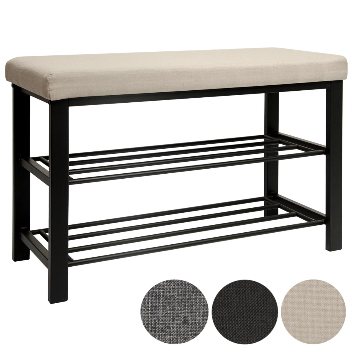 Schuhregal mit Sitzbank aus Metall 81x32x46 cm Schuhbank - Bild 1