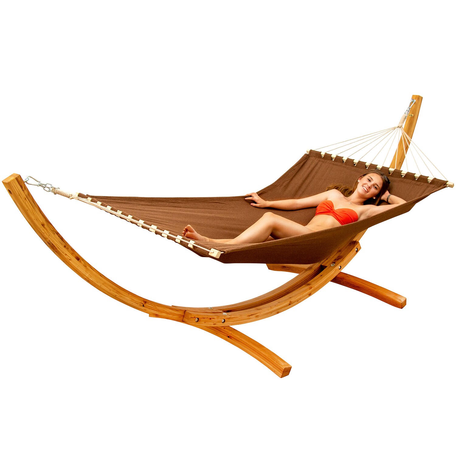 XXL H&auml;ngematte mit Gestell - 325 cm H&auml;ngemattengestell Holz mit Stabh&auml;ngematte - Bild 1