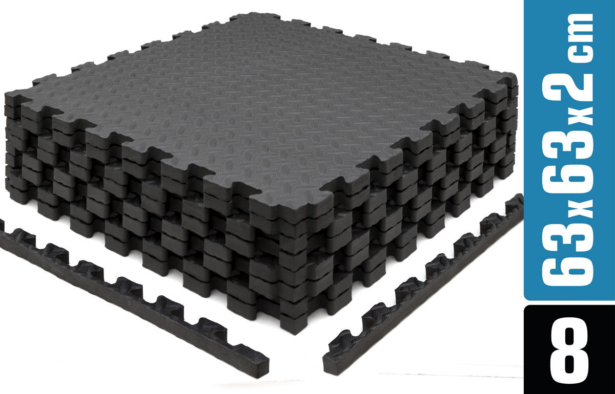 8 Bodenschutzmatten mit Rand - 63x63x2cm Fitness Bodenmatte - Bild 1