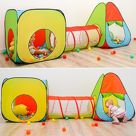 Kinder Zelt Kinderzelt Bällebad Baby Spielhaus Krabbeltunnel Spiel Pup Up Tunnel 