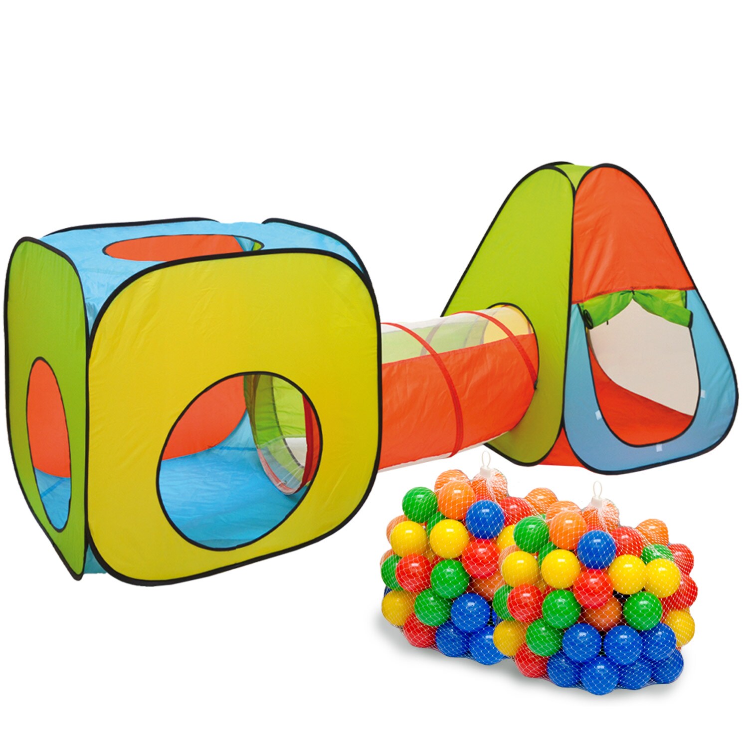3er B&auml;llebad Zelt 200 Baby B&auml;lle PopupTunnel Kinderzelt Spielzelt 260x90x100cm - Bild 1