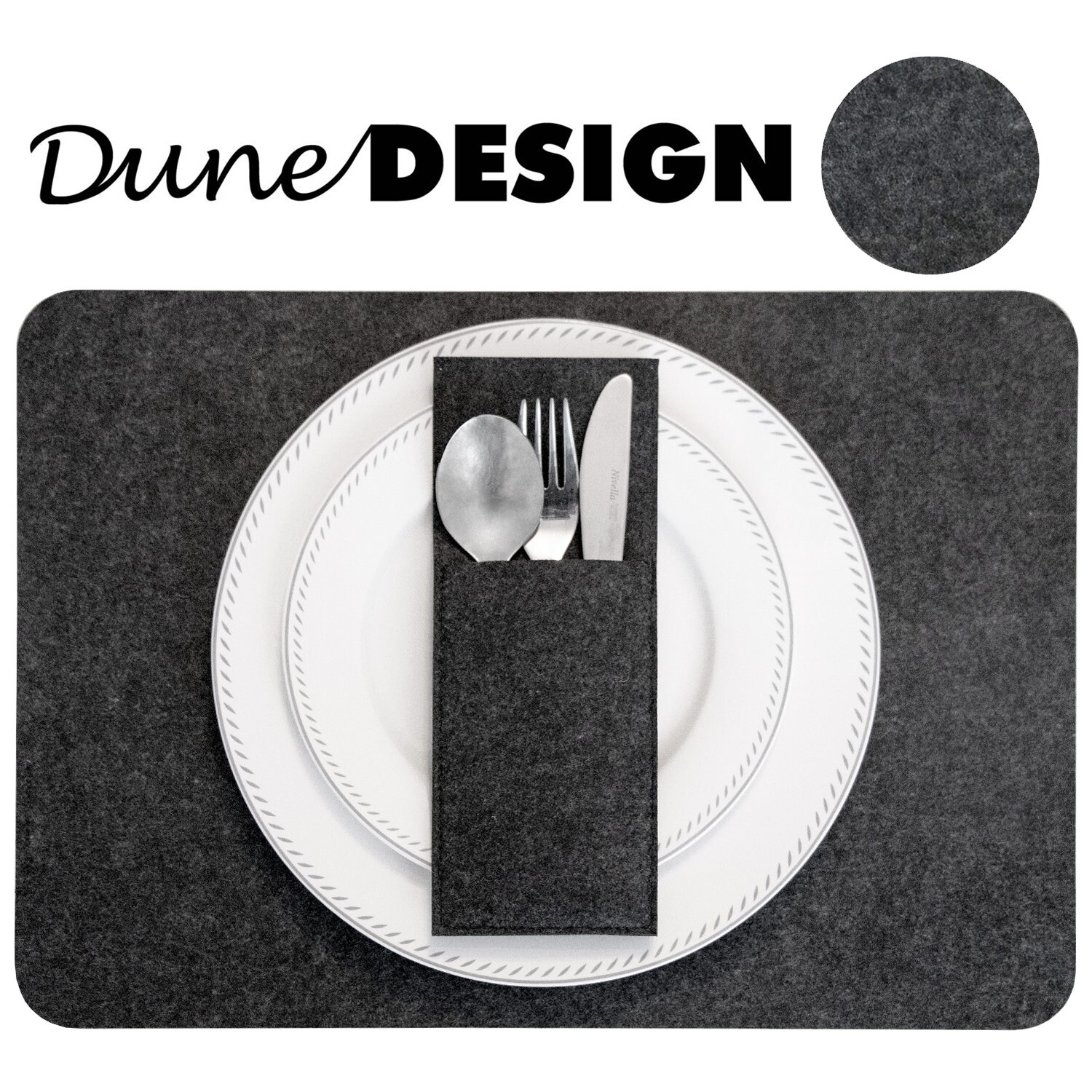 Filz-Platzset Mit Spruch – 'Das Geschirr Kann Warten, Das Leben Nicht' | Dunkelgrau, 45x30 Cm | Lustiger Tischset Für Küche & Party