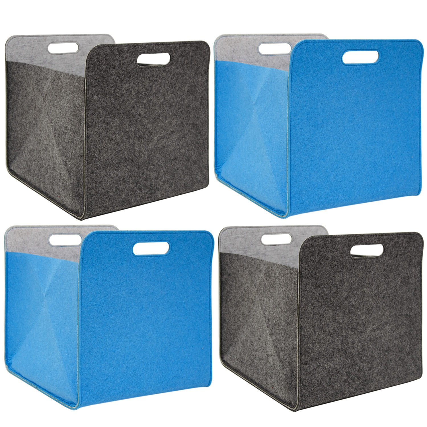 4er Set Filz Aufbewahrungsbox 33x33x38 cm Kallax Filzkorb Regal Box Grau Blau - Bild 1