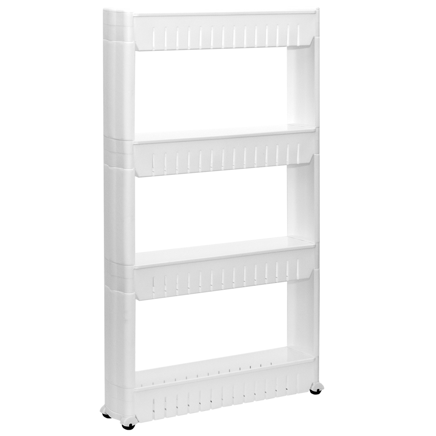 4er Nischenregal 12,5 cm Schiebewagen Nischenwagen Kitchen Trolley Wei&szlig; Ablage - Bild 1