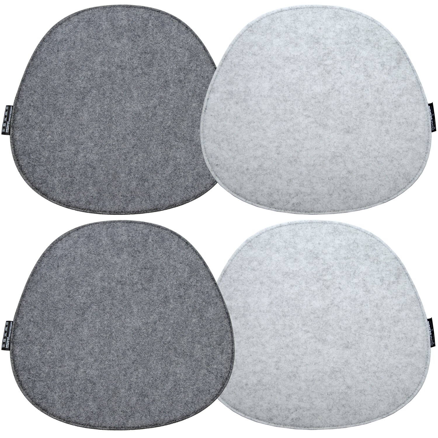 4 Filz Sitzkissen Oval 40x37cm 8mm Stuhlkissen Wende Sitzauflage Hellgrau Grau | 04057216026894