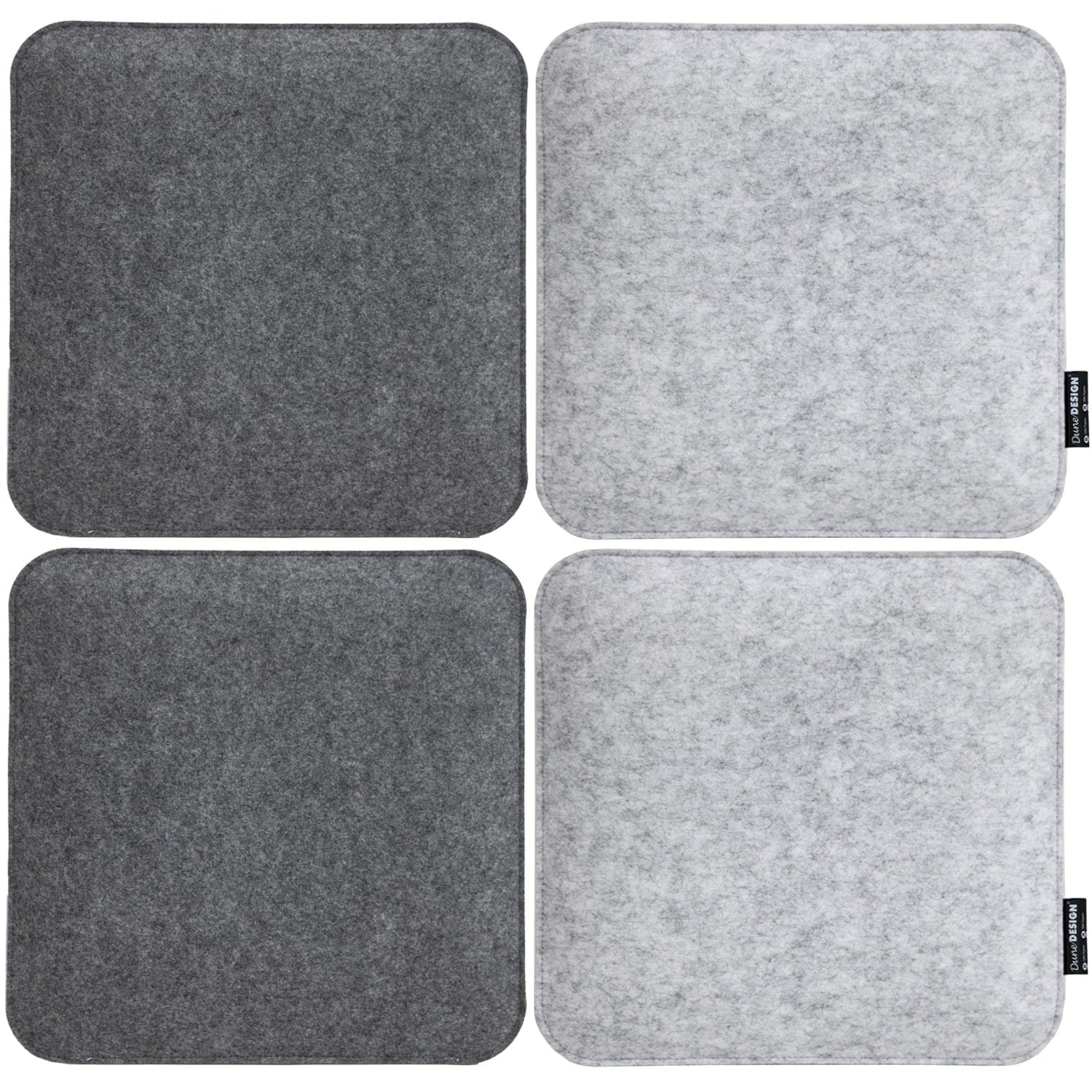 4 Filz Sitzkissen Eckig 35x35x3cm Stuhlkissen Set Wende Sitzauflage Weich Grau - Bild 1