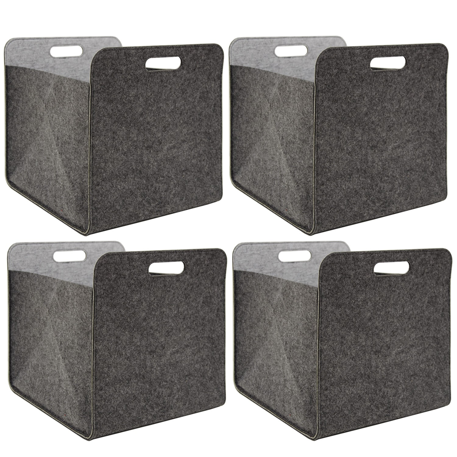 4er Set Filz Aufbewahrungsbox 33x33x38 cm Kallax Filzkorb Regal Einsatz Box Grau - Bild 1