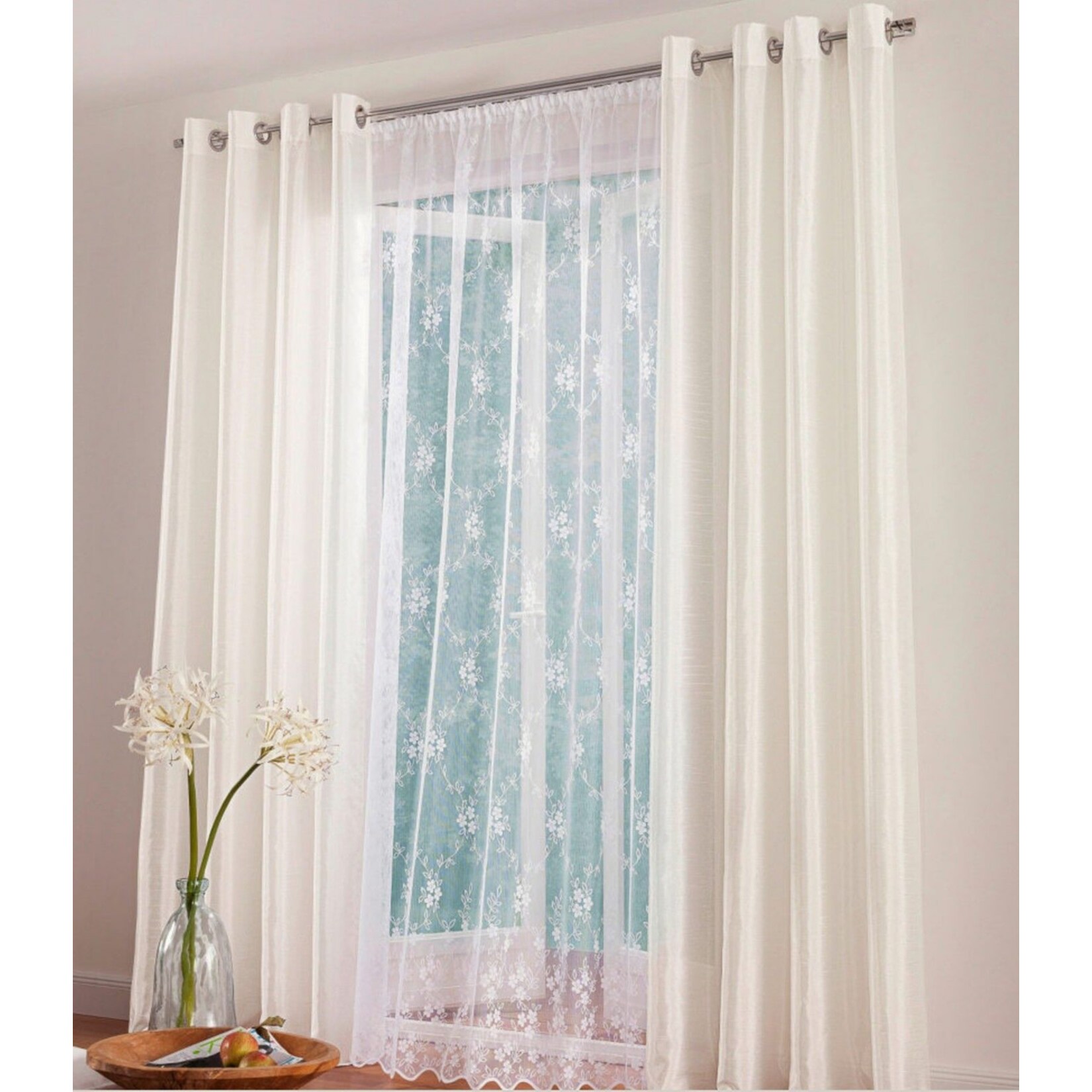 2x My Home Gardine mit Blumenabschluss -175x160cm | 04250781496134