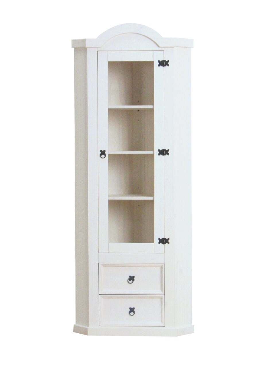 Eckschrank New Mexico Kiefer massiv weiss Mexiko Wohnzimmer Vitrine Schrank | 04260436826278