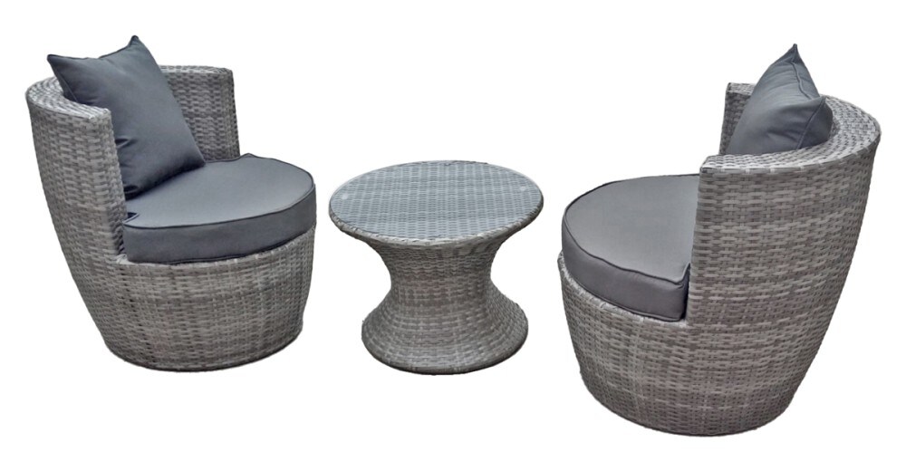Garden Pleasure Club Set Sitzgruppe Garten Sessel Lounge Tisch Rattan Optik grau | 04041908100009