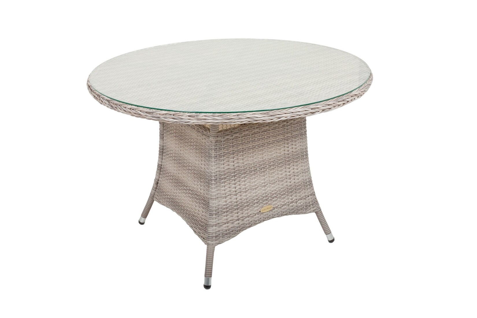 Glastisch rund 111cm Garten Terrasse Balkon Tisch Esstisch Möbel Rattan Optik