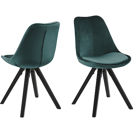 2x Esszimmerstuhl Dry Stuhl Set Stühle Polsterstuhl Küchenstuhl grün schwarz - Bild 1