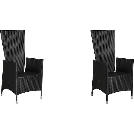 2x Gartenstuhl Joops Garten Terrasse Stuhl Set Stühle höhenverstellbar schwarz - Bild 1