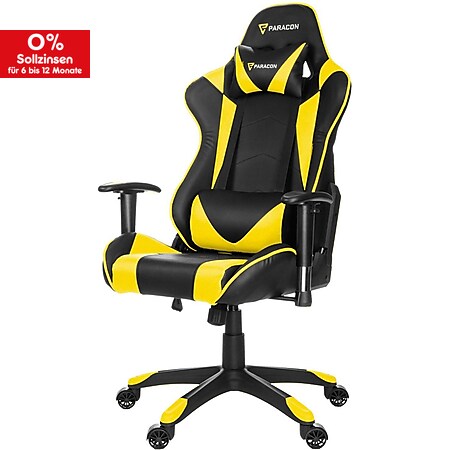 Knight Paracon Gaming Gamer Stuhl Nackenkissen Lendenstütze gelb Büro Sessel - Bild 1
