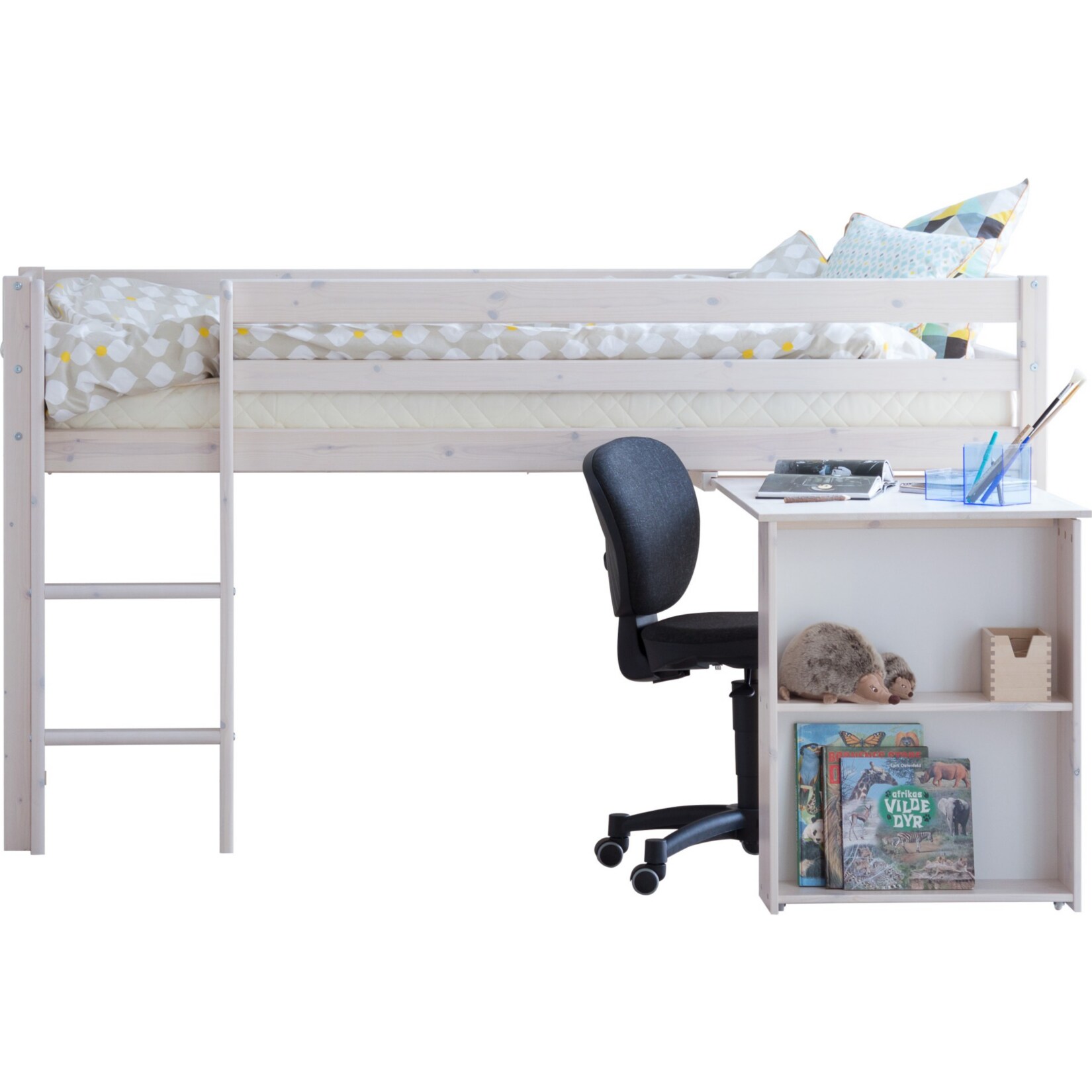 Hochbett Flexa 90x200cm Schreibtisch Kinderbett Jugendbett Etagenbett Weiss Online Kaufen Bei Netto