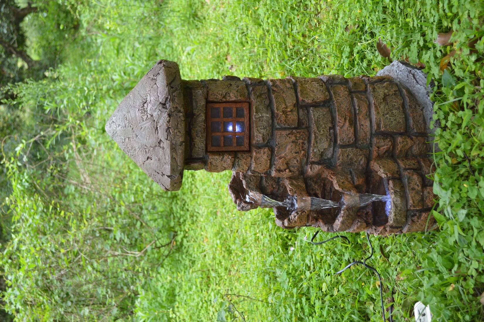 Brunnen Holz Stein Optik Wasserspiel Springbrunnen Kaskaden Dekobrunnen Garten | 04041908117908
