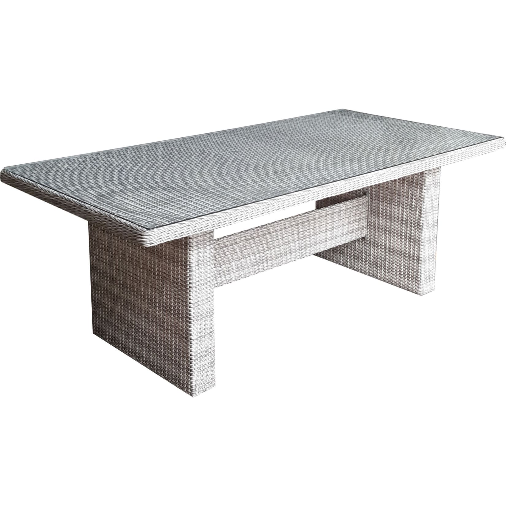 Polyrattan Gartentisch 200x100 Glastisch Esstisch Gartenmöbel Tisch Metall