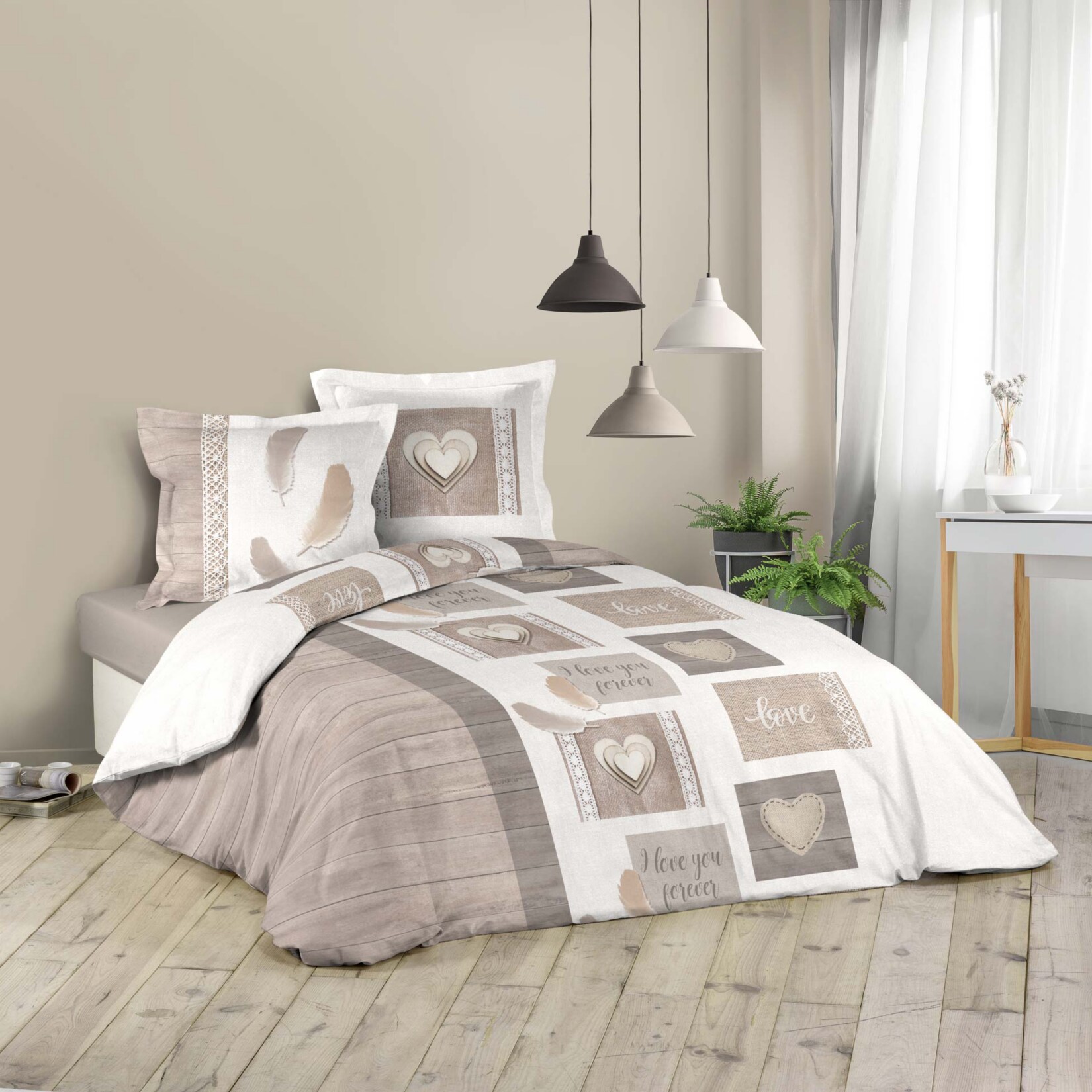 3tlg Landhaus Bettwasche 240x220 Baumwolle Bettdecke Ubergrosse Bett Bezug Online Kaufen Bei Netto