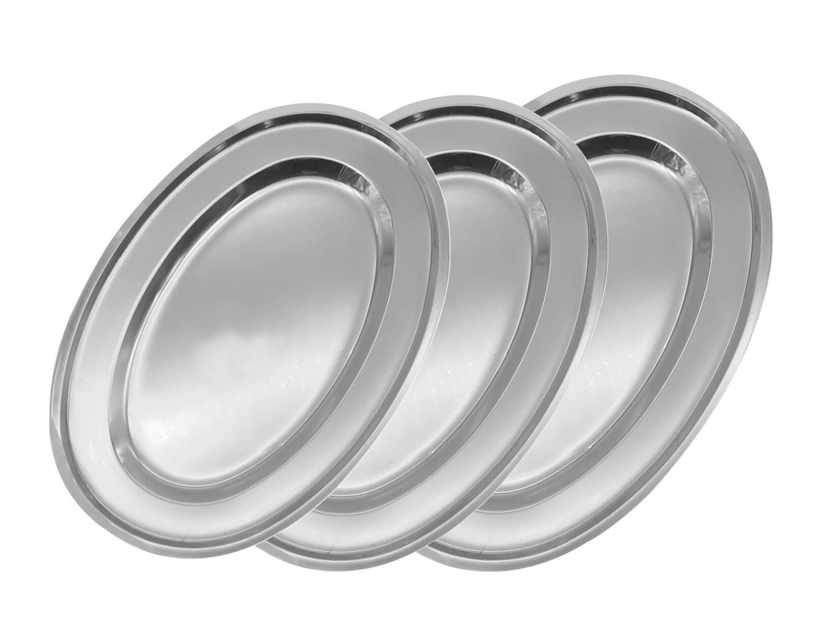 3tlg. Set Edelstahl Serviertablett oval | 04059865147487