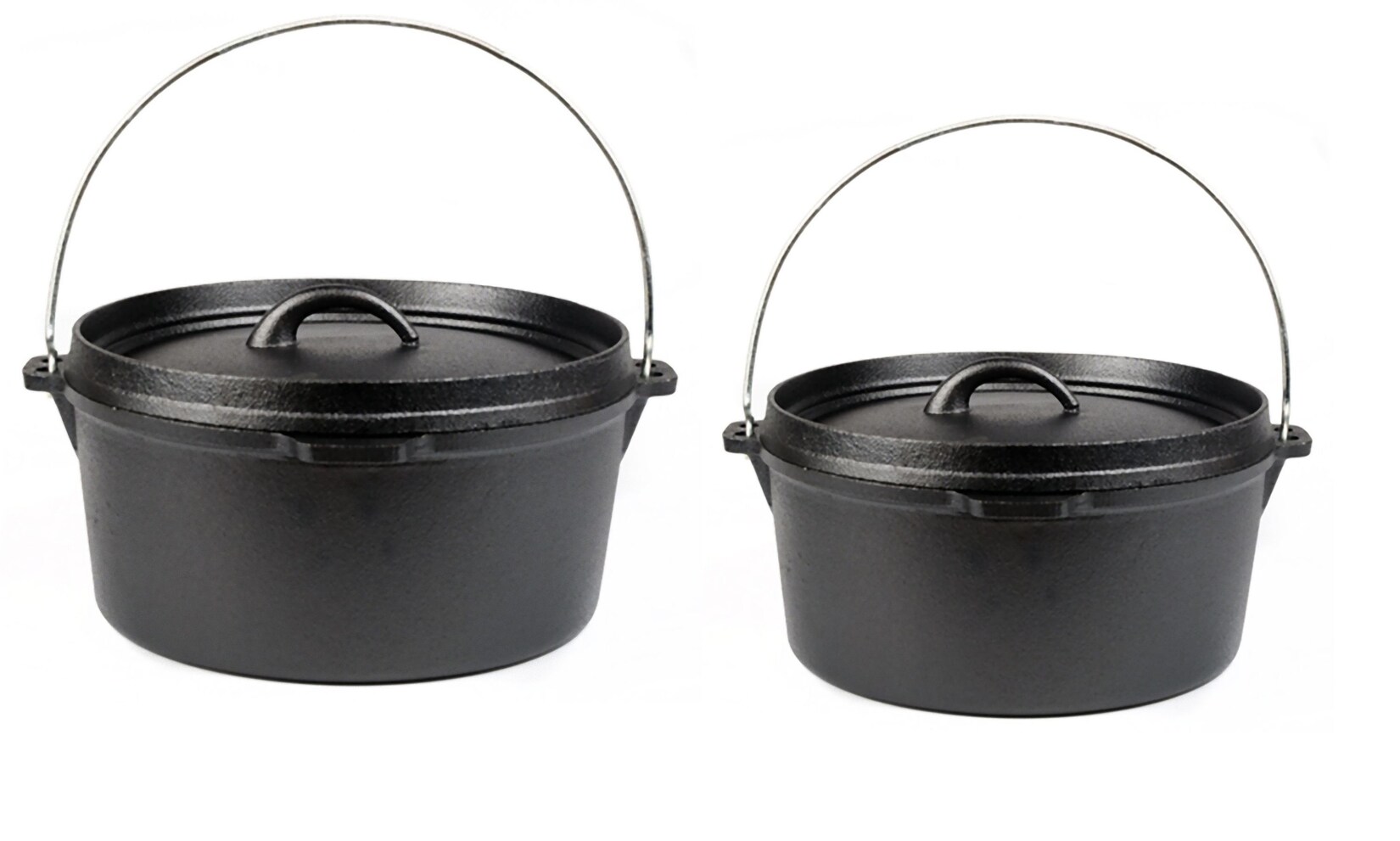 Dutch Oven 7,5 L Gusseisen Guss Topfset Topf Pfanne Camping Grill Platte BBQ | 04041908133465