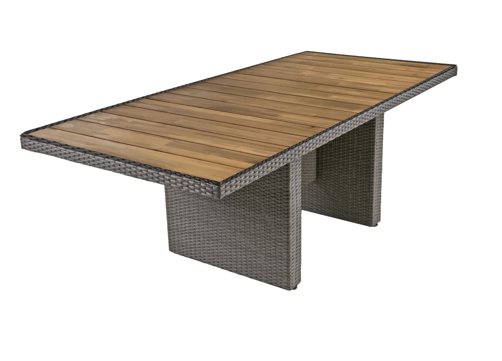 Tisch BRAGA 220cm grau Polyrattan Akazie Gartentisch Garten Gartenmöbel Möbel