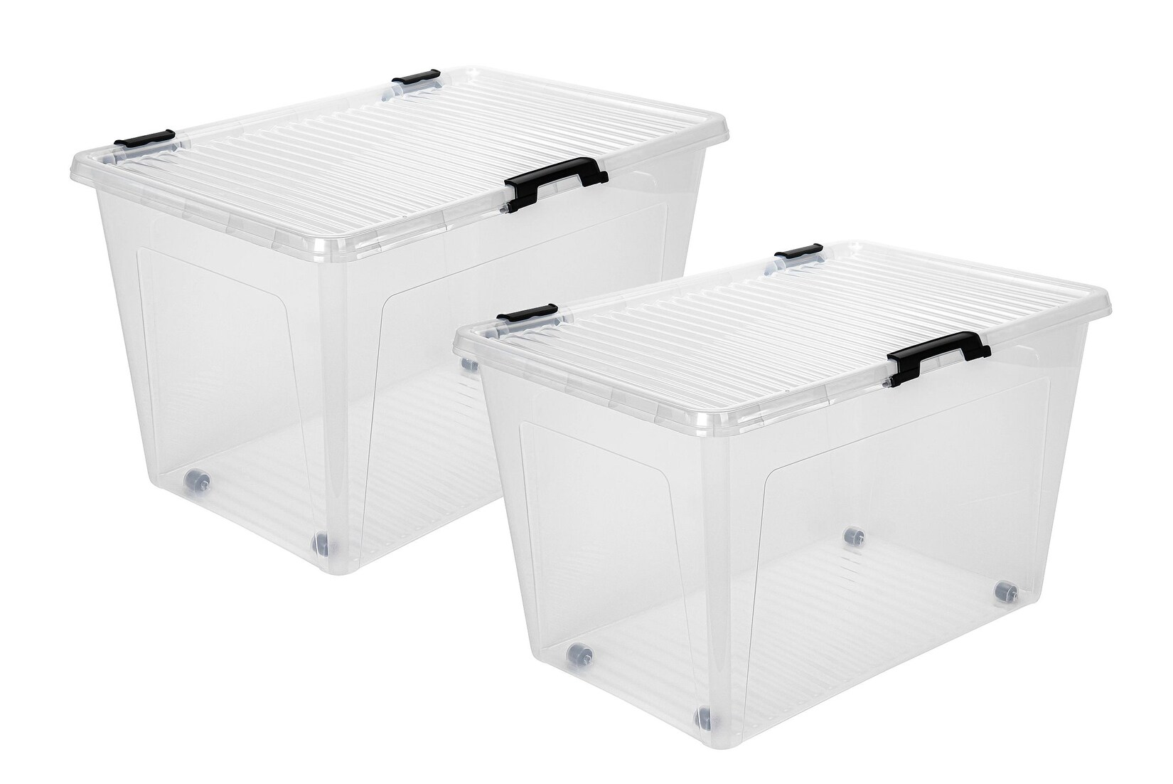 2x Aufbewahrungsbox 52L Set Deckel Kunststoffbox Stapelbox Lager Regal Box klar | 04059865149603