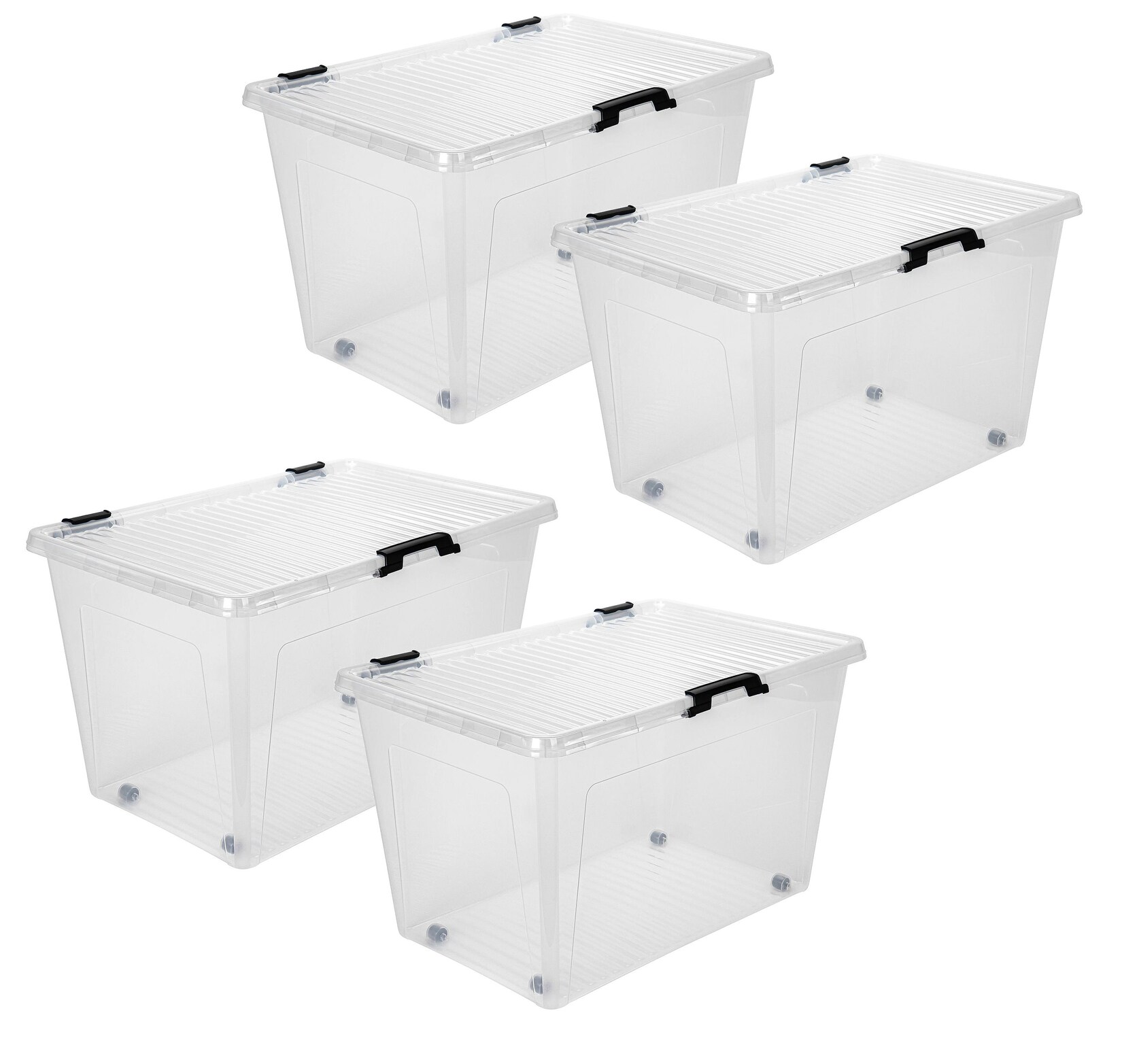 4x Aufbewahrungsbox 52L Set Deckel Kunststoffbox Stapelbox Lager Regal Box klar | 04059865149641