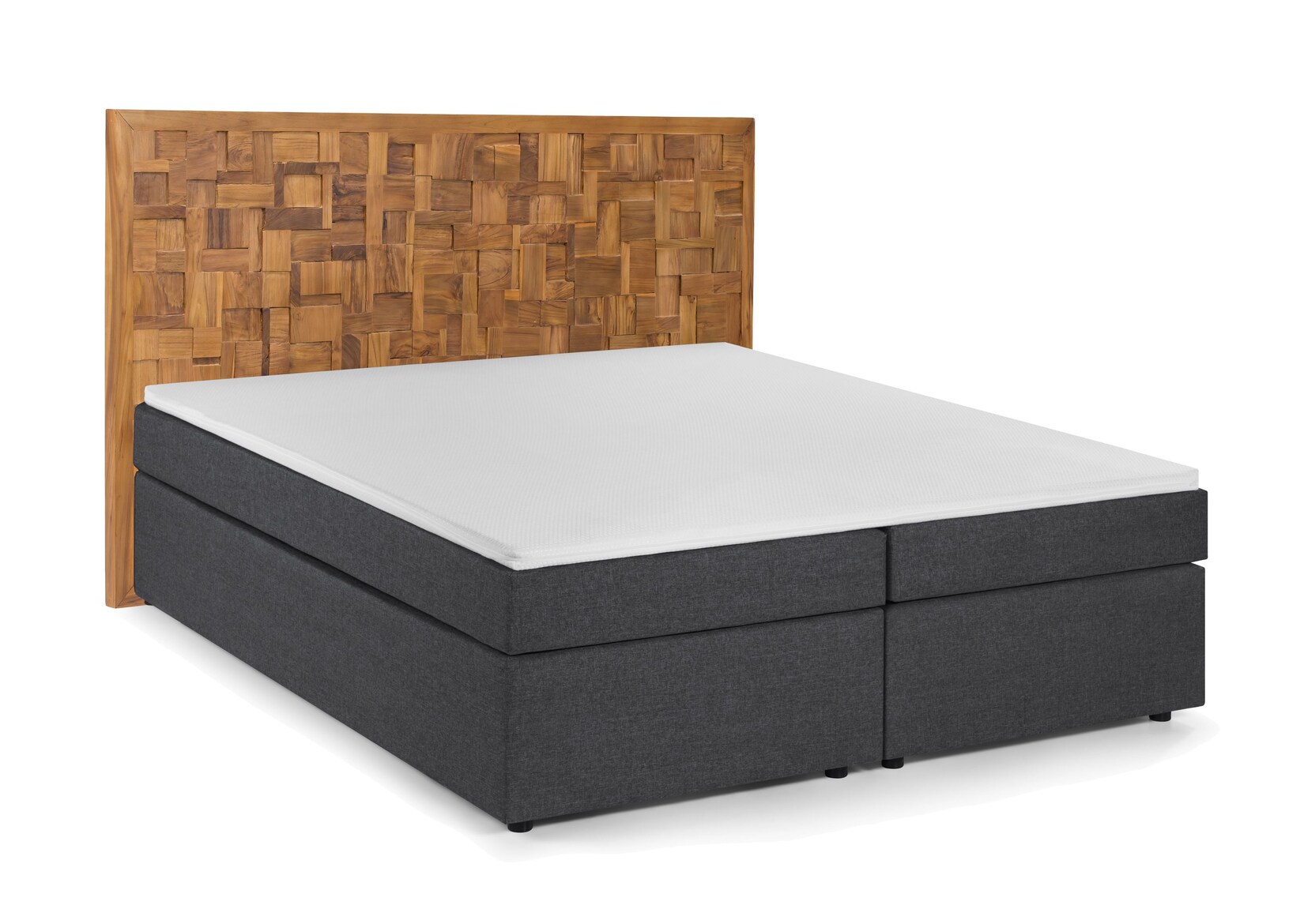 Boxspringbett 180×200 Holz Mosaik Schlafzimmer Bett Doppelbett Ehebett Topper | 04059865154591