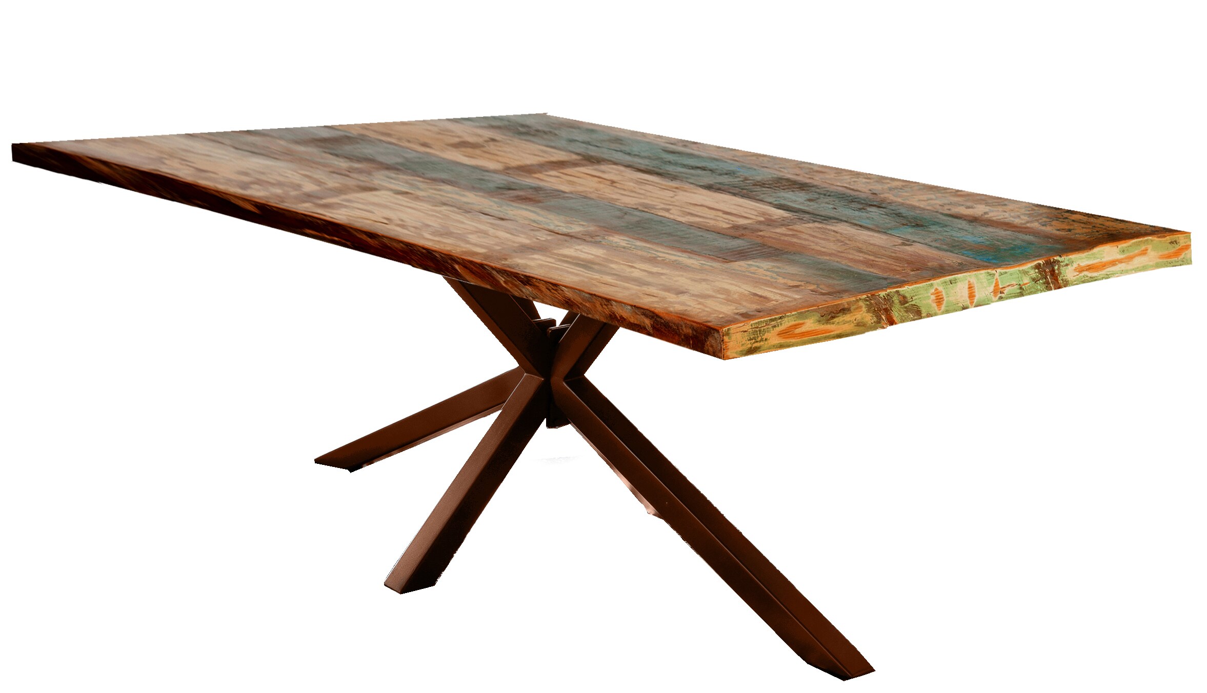 FineBuy Esszimmertisch Aus Akazie Massivholz – 120x60x76 Cm, Baumkante, Schwarze Trapezbeine, Naturbelassen