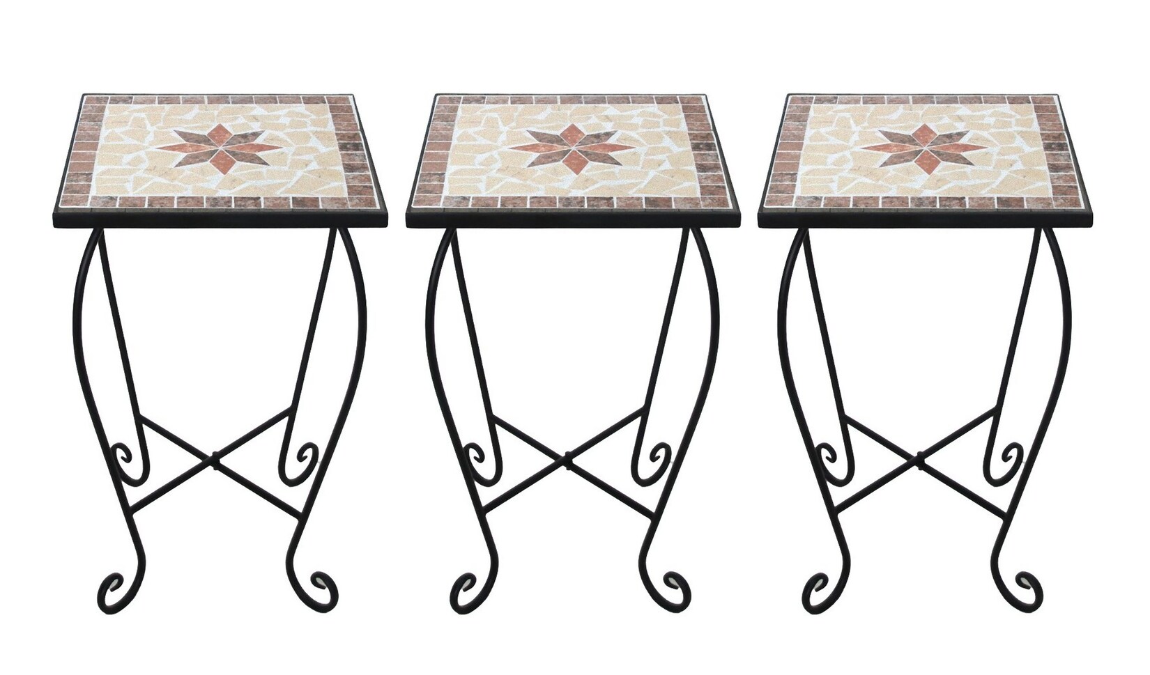 Blumenhocker Kolumbos 3er Set Metall Garten Outdoor Terrasse Mosaik Hocker | 04041908139184