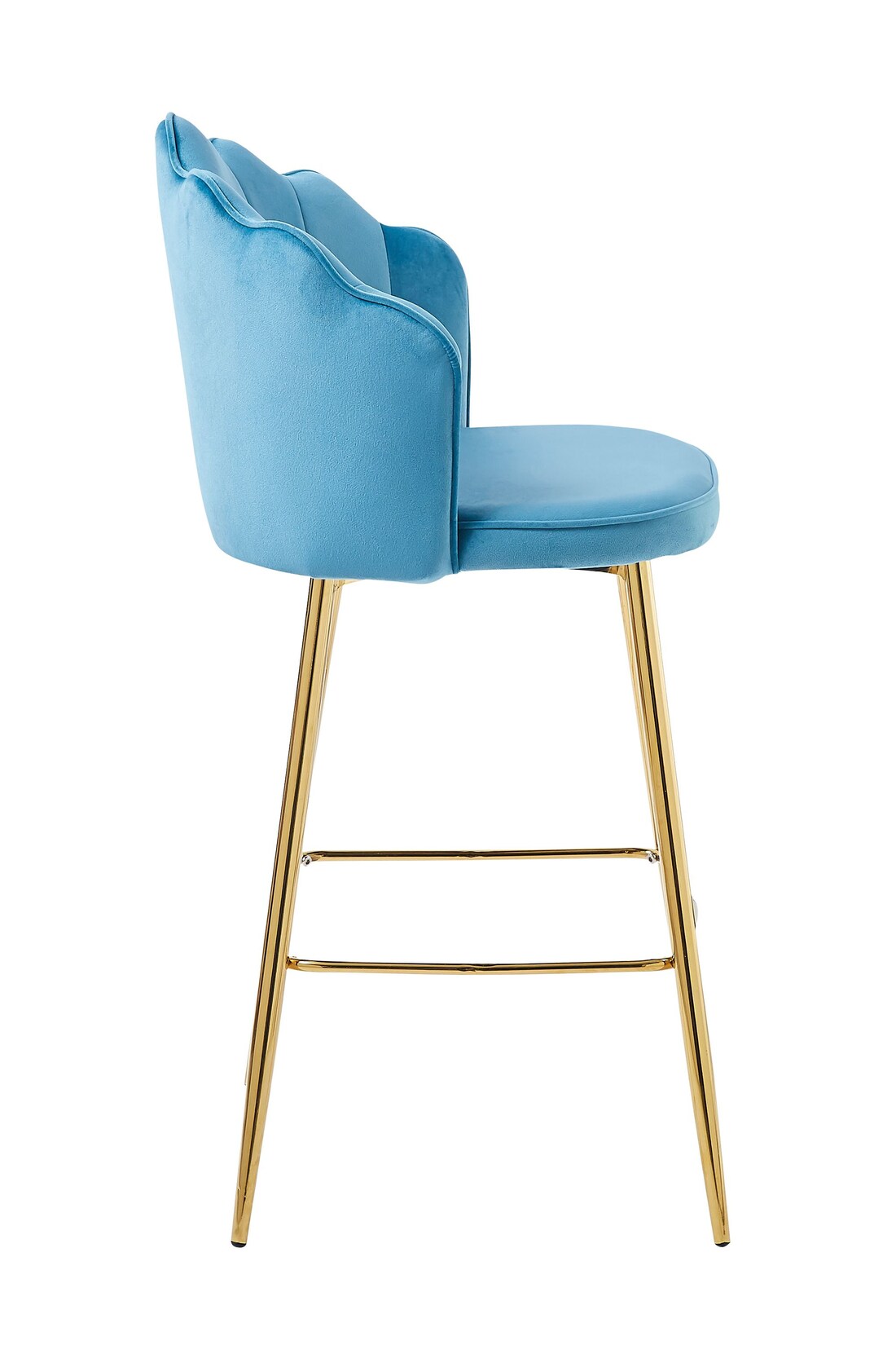 Barhocker Muscheldesign 2er Set aus Samt Blau Tresen Hocker Sitzhocker | 04059865176074