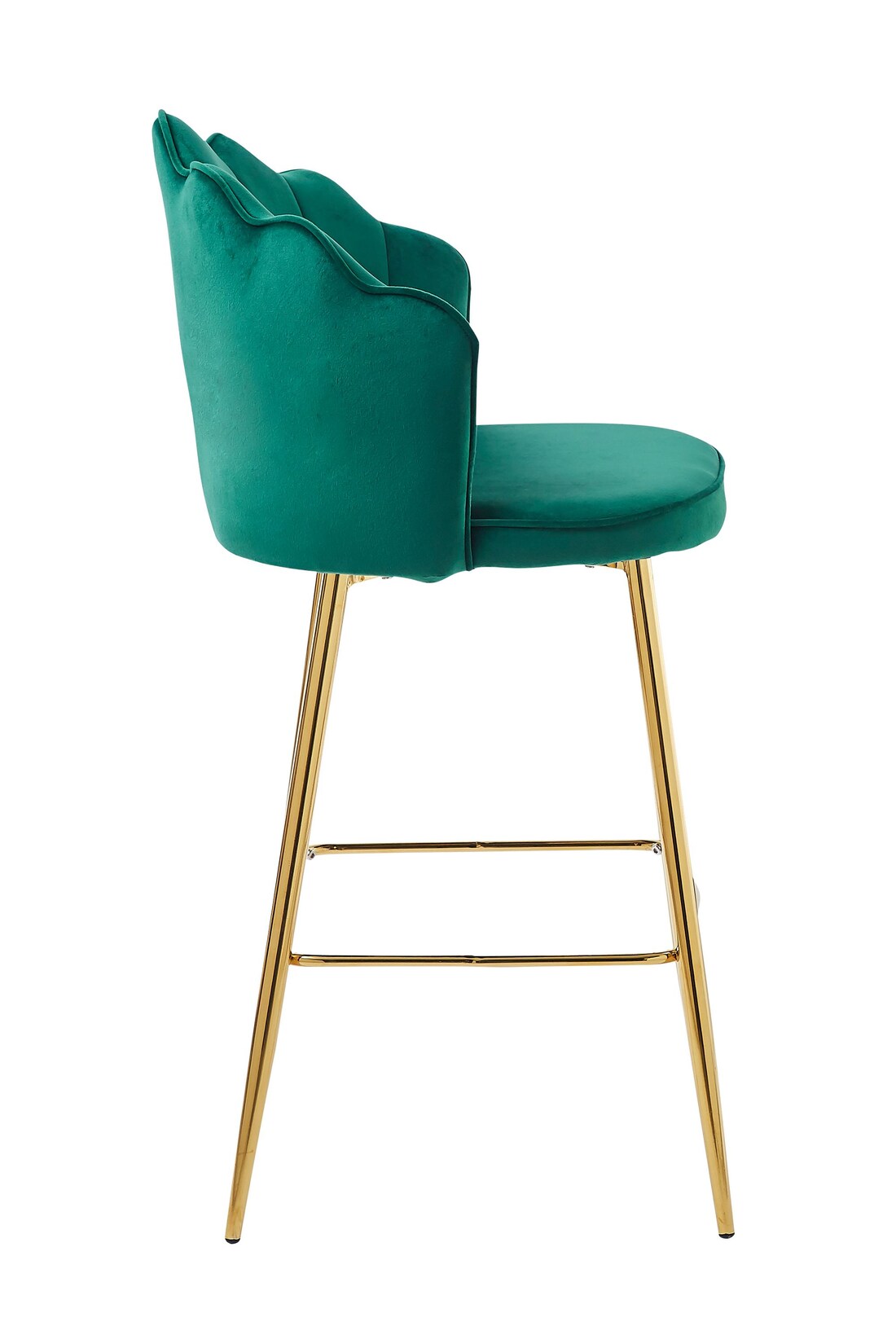 Barhocker Muscheldesign 2er Set aus Samt Grün Tresen Hocker Sitzhocker | 04059865176098