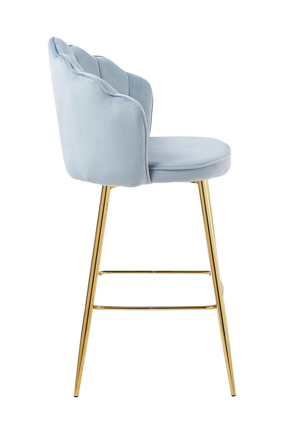 Barhocker Muscheldesign 2er Set aus Samt Hellgrau Tresen Hocker Sitzhocker | 04059865176104