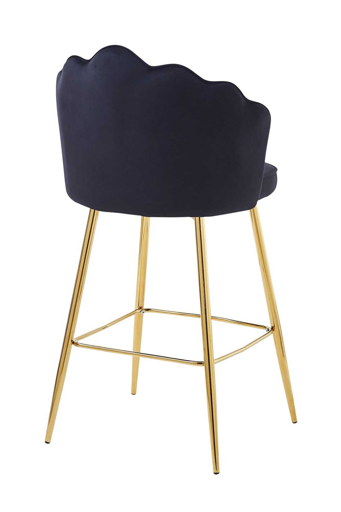 Barhocker Muscheldesign 2er Set aus Samt Schwarz Tresen Hocker Sitzhocker | 04059865176128