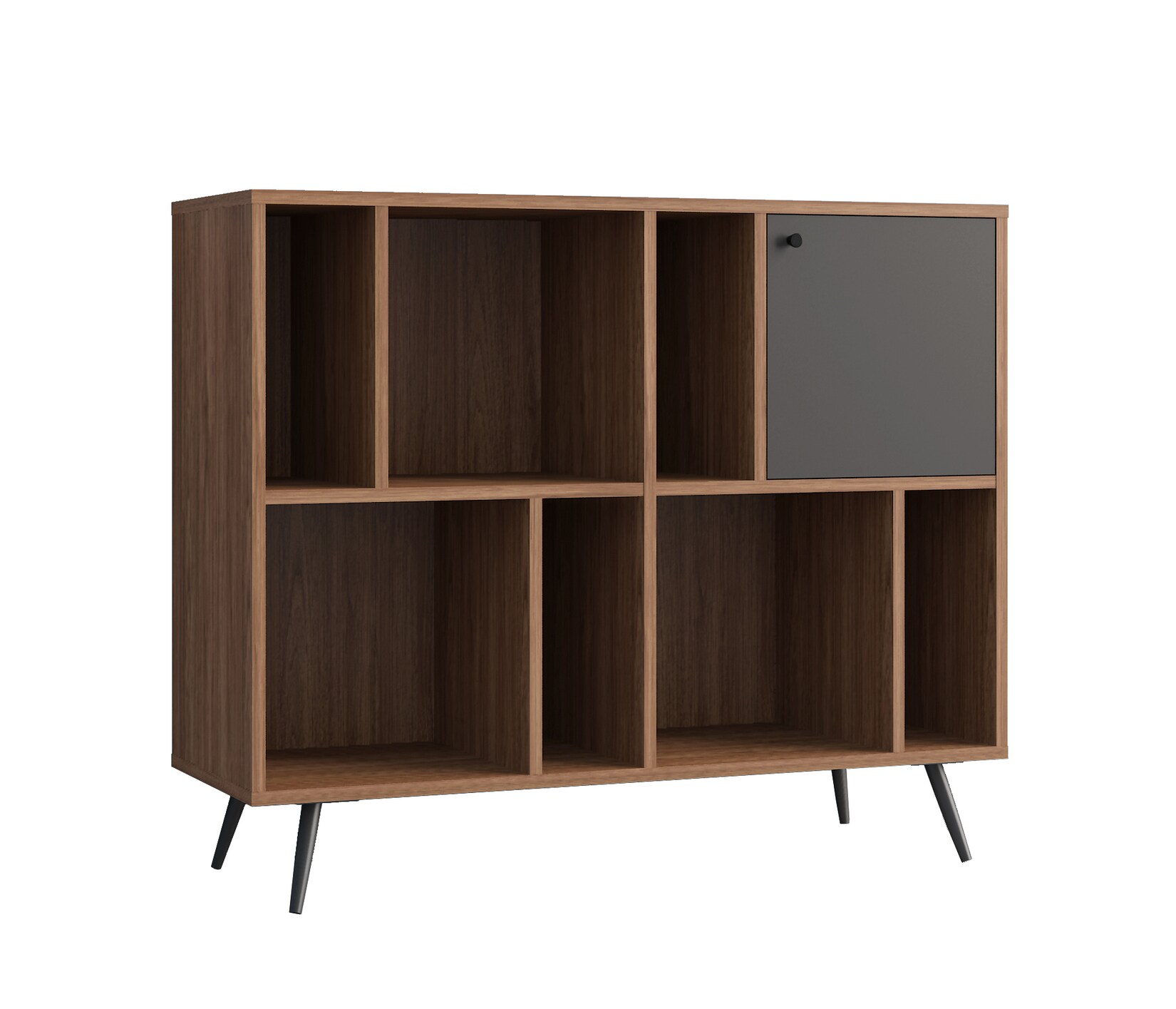 Bücherregal breit Walnuss Grau Standregal Wohnzimmer Regal | 04059865176661
